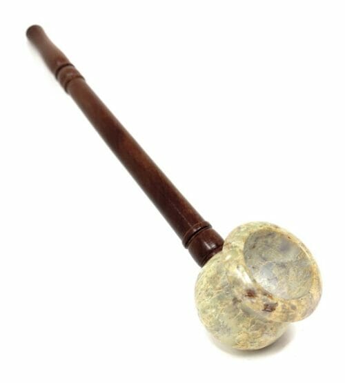 Matchpipe Spade Stone wood pipe with Stone bowl & Wood stem Smoking Pipe